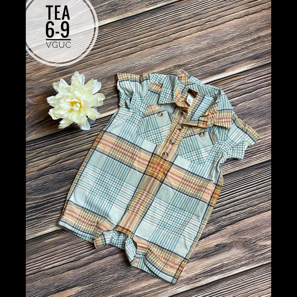 Tea collection plaid romper